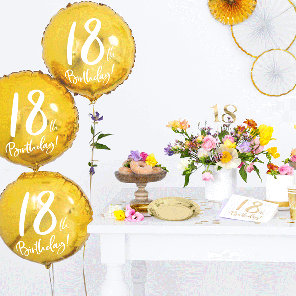 Globo foil 18 th Birthday dorado