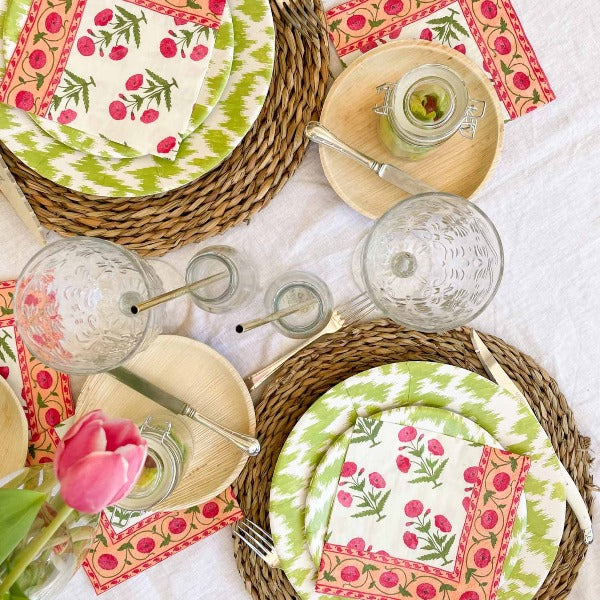 Platos estampado verde Moiré / 8 uds.