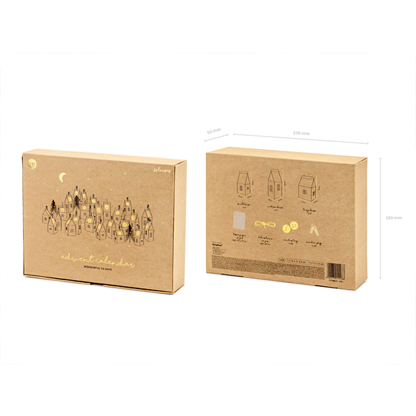 Calendario de Adviento pueblo kraft DIY