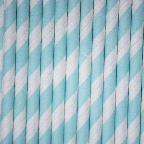 Pajitas papel rayas azul celeste - La Fiesta de Olivia