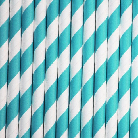 Pajitas de papel rayas turquesa - La Fiesta de Olivia