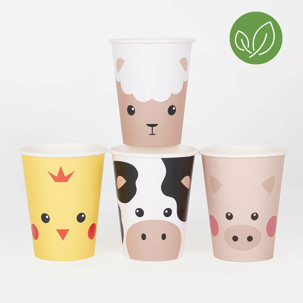 Vasos Eco mix animales mini granja / 8 uds.