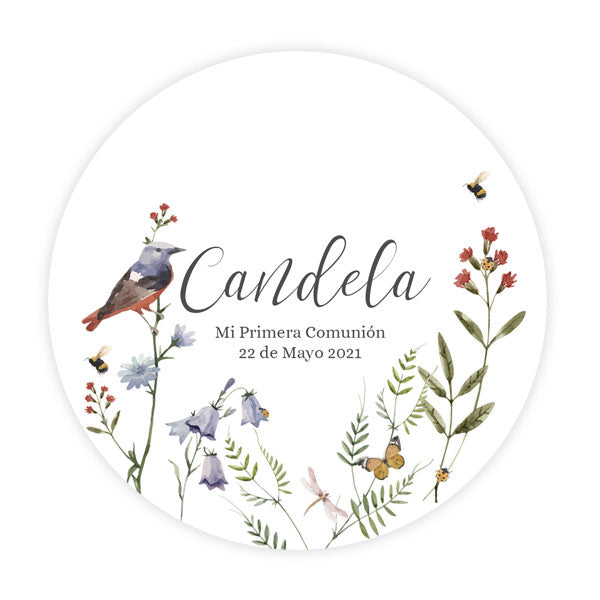 Pegatina personalizada pajaritos / 12 uds.