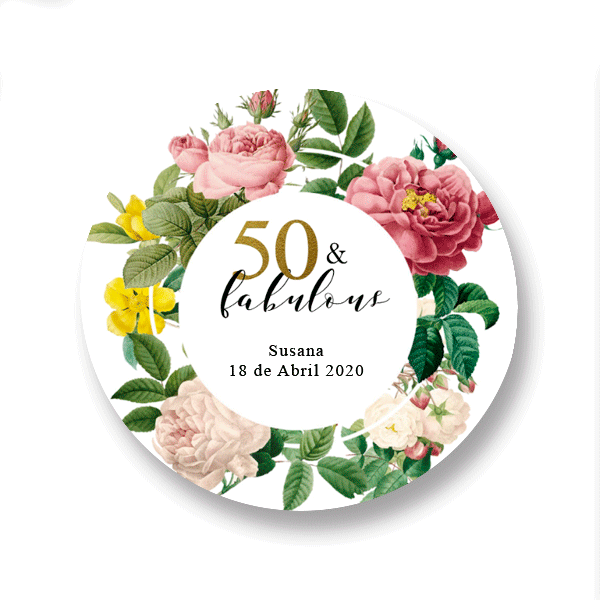 Pegatina personalizada aniversario fabulous / 12 uds.