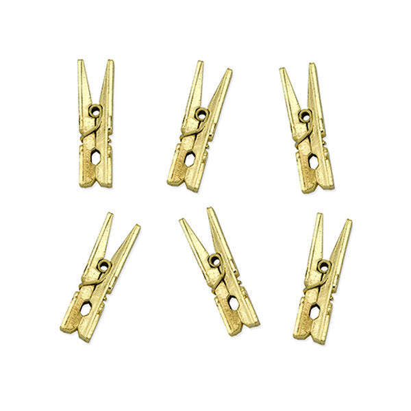 Pinzas metalizada dorada mediana / 10 uds.