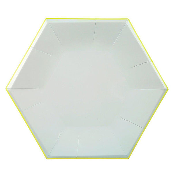 Plato octogonal Mint y neon / 8 uds.