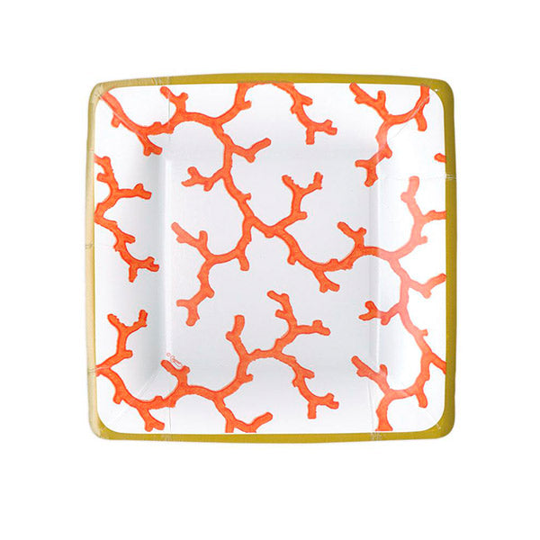 Platos cuadrado coral / 8 uds.