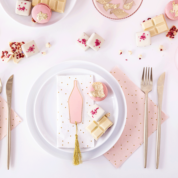 Servilleta rosa topo dorado lunch / 20 uds.