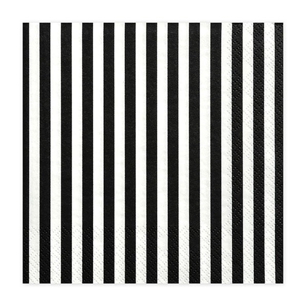 Servilletas blancas rayas negro LUNCH / 20 uds.