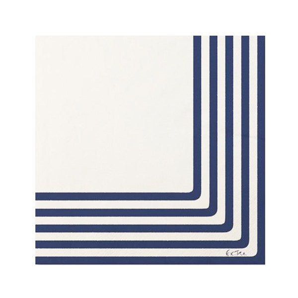 Servilletas blancas rayas azul marino LUNCH / 20 uds. - La Fiesta de Olivia
