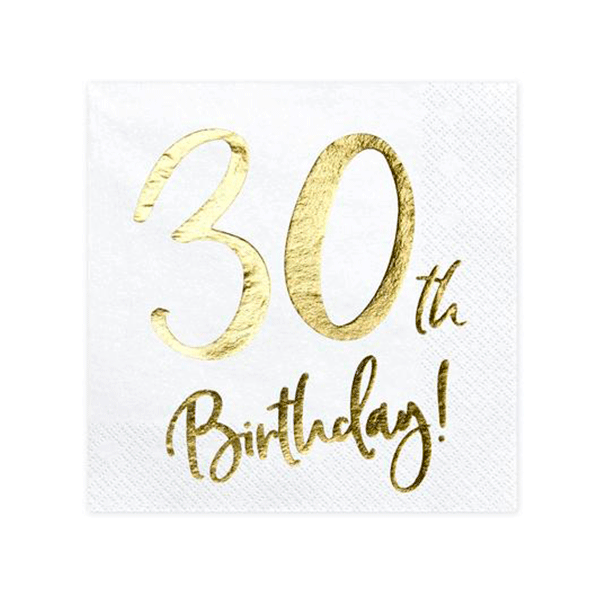 Servilletas blancas 30 cumpleaños / 20 uds.