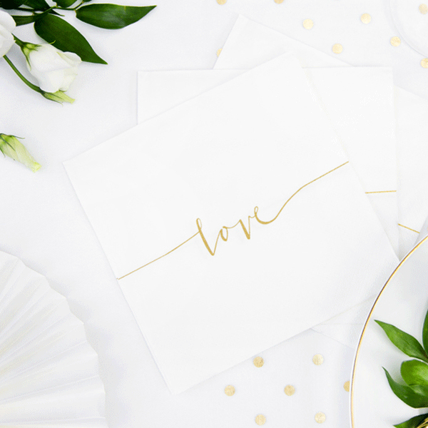 Servilletas lunch love dorado / 20 uds.