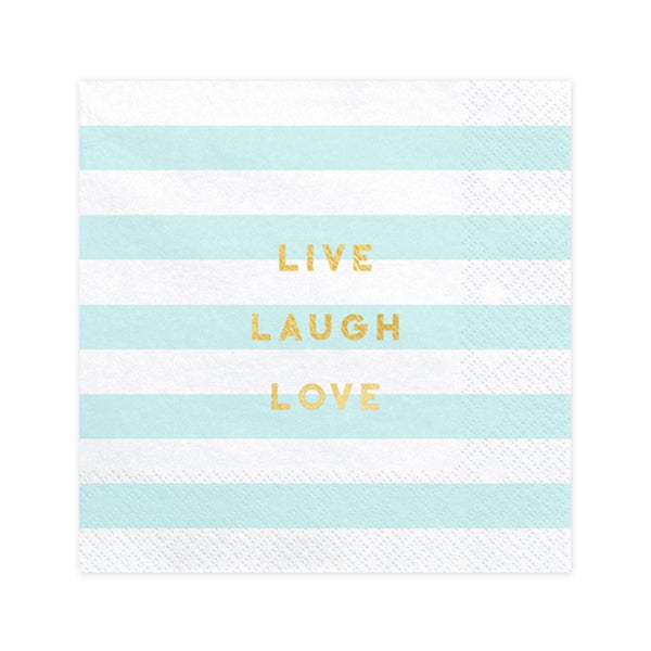 Servilleta rayas celeste con mensaje lunch / 20 uds.