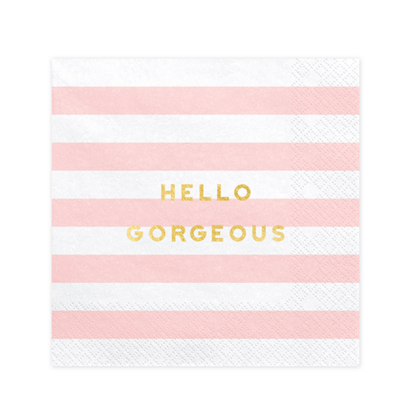 Servilleta rayas rosa con mensaje lunch / 20 uds.