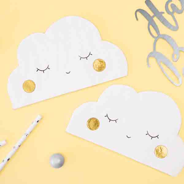 Servilletas nubes detalle foil / 20 uds.