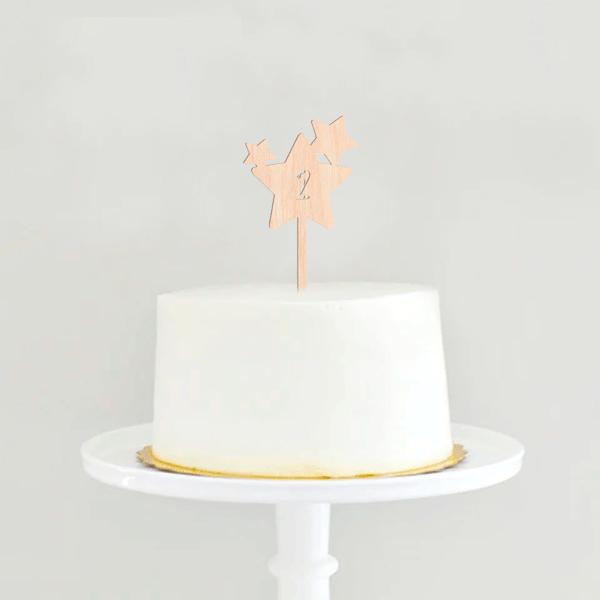 Topper para pastel madera Estrella 2 años
