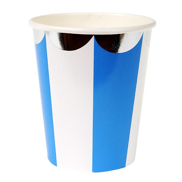 Vasos Toot Sweet azul y plata / 8 uds.