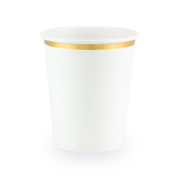 Vasos blanco vivo dorado / 6 uds.