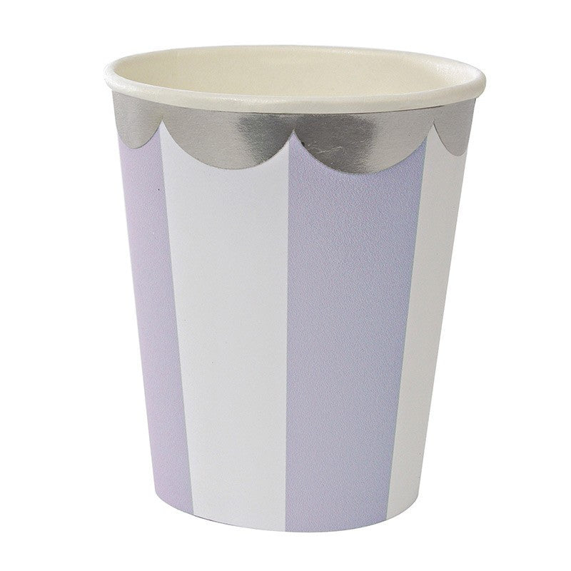 Vasos Toot Sweet lila y plata / 8 uds. - La Fiesta de Olivia