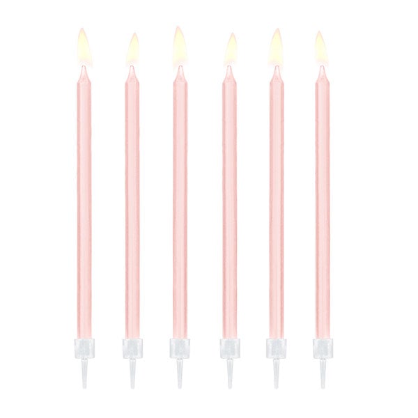 Velas largas rosa basic / 12 ud.