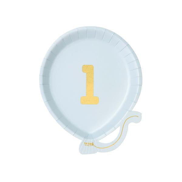 Plato azul globo 1º Cumpleaños
