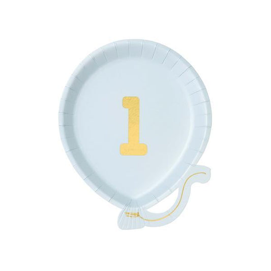Plato azul globo 1º Cumpleaños
