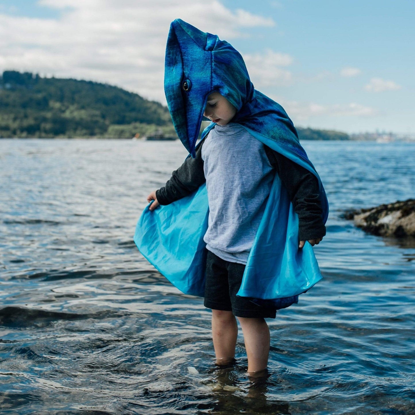 Disfraz capa dinosaurio Pterodactyl azul