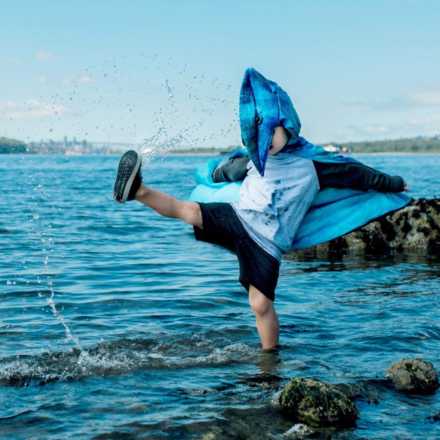 Disfraz capa dinosaurio Pterodactyl azul