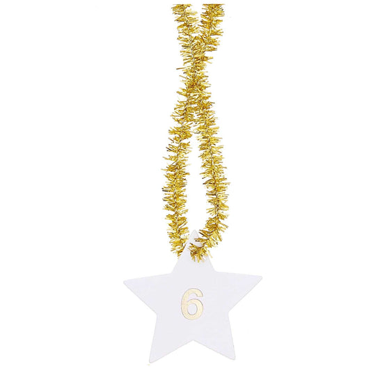 Etiquetas estrella y oro números calendario de adviento / 24 uds.