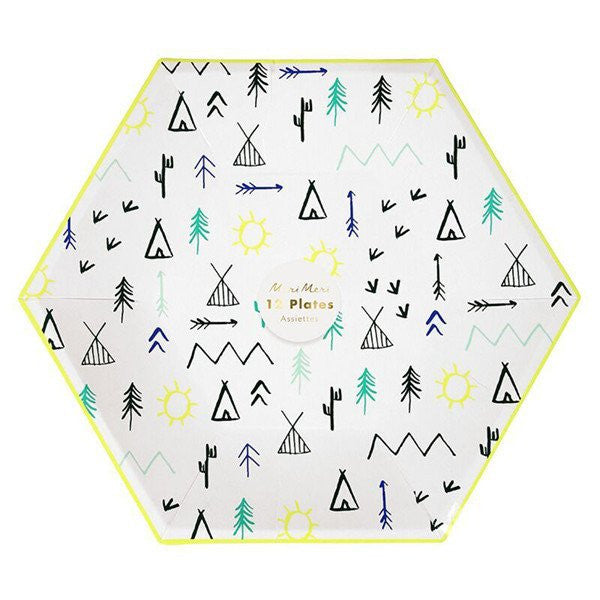 Platos hexagonales exploradores grandes / 12 uds.