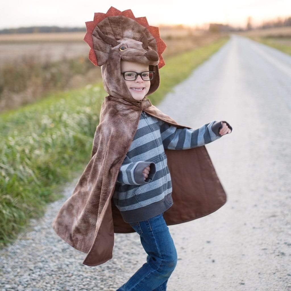 Disfraz capa dinosaurio Triceratops marrón