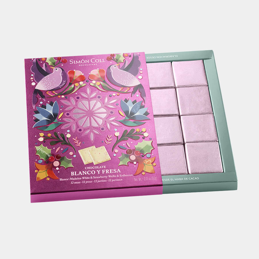 Caja chocolate blanco y fresas