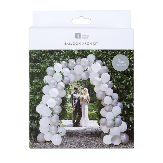 Kit DIY guirnalda globos boda blanco y plata