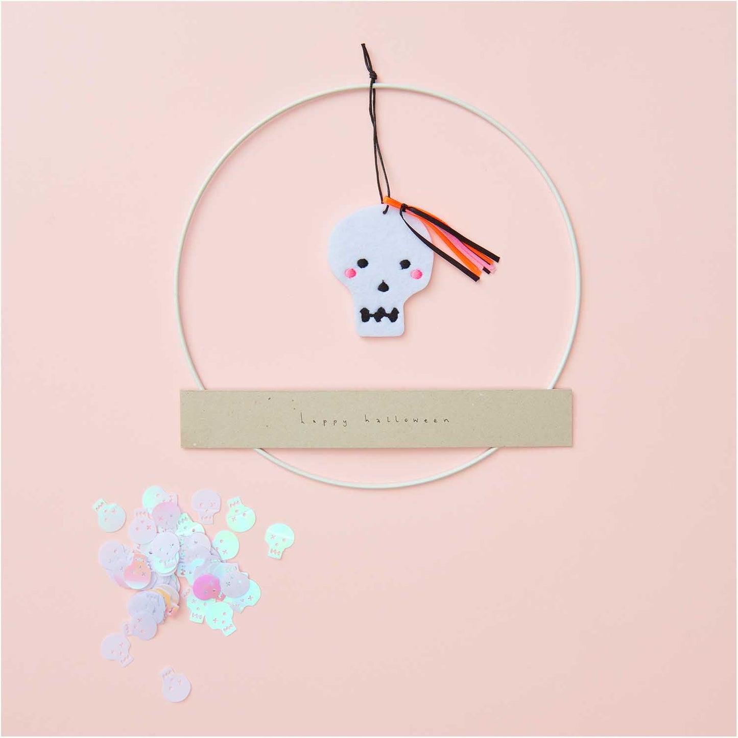 Etiqueta de fieltro Calavera Halloween