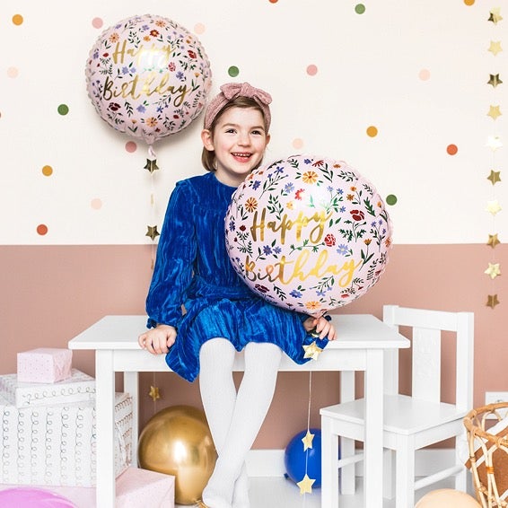 Globo flores silvestres Happy Birthday