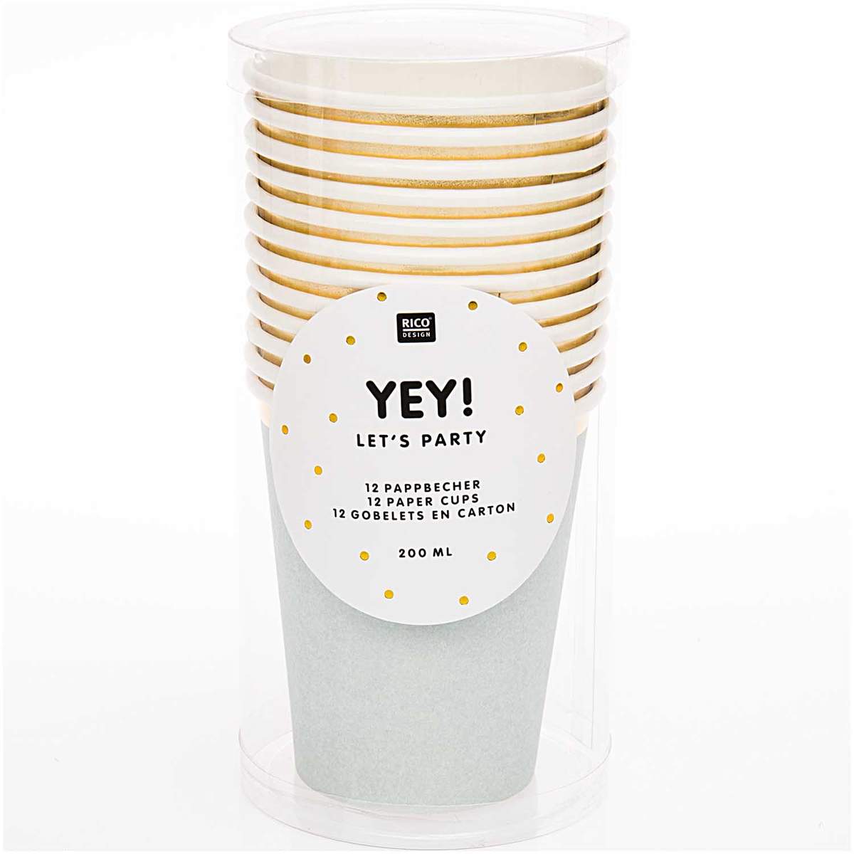 Vasos basico gris detalle dorado / 12 uds.