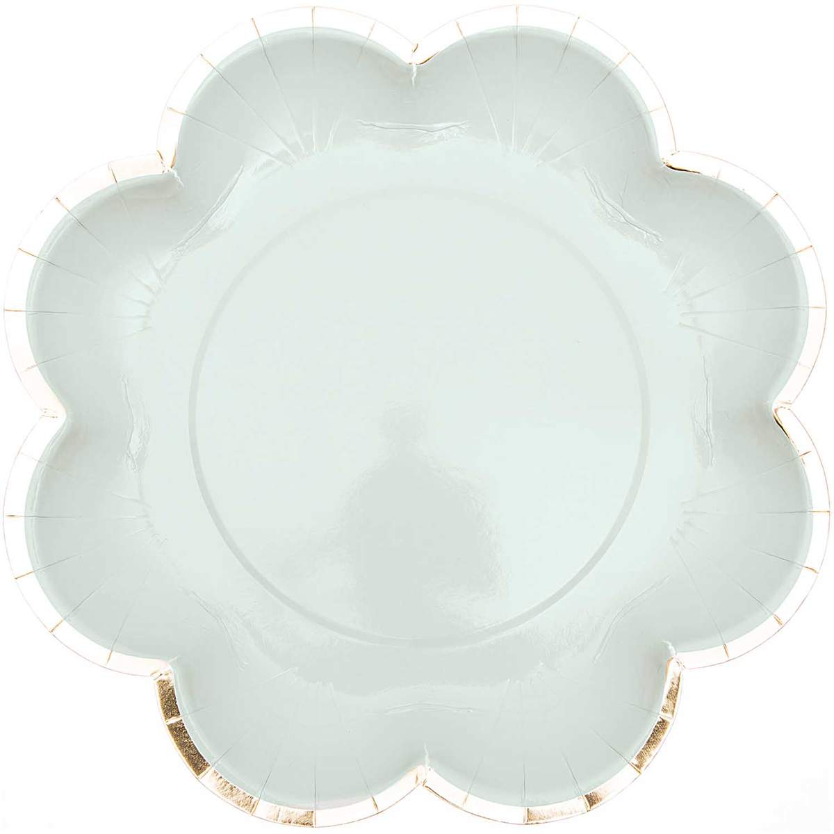 Plato grande celeste empolvado borde dorado / 12 uds.