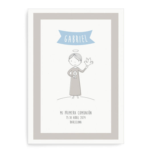 Imprimible lámina personalizada niño y Cáliz