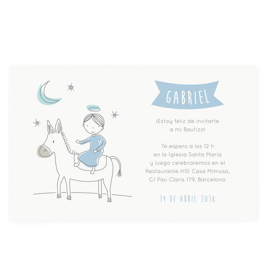 Invitaciones bautizo burrito personalizadas