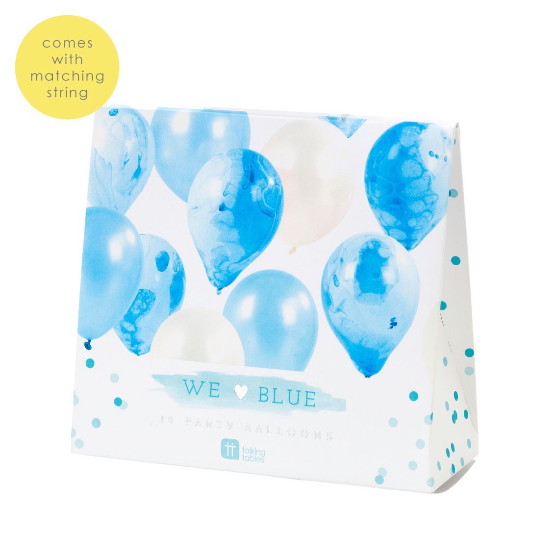 Kit globos mix celeste marmolado y cinta / 12 uds.