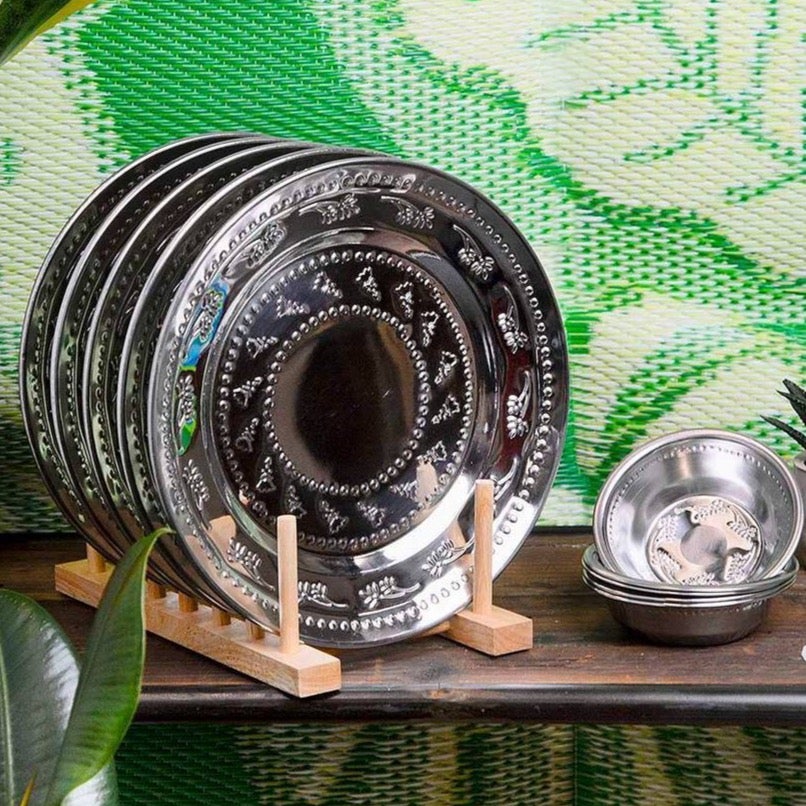 Plato metálico plata Indian Summer