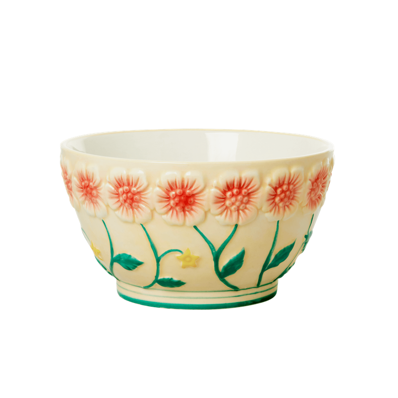 Bowl cerámica crema con flores
