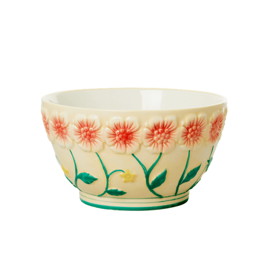 Bowl cerámica crema con flores