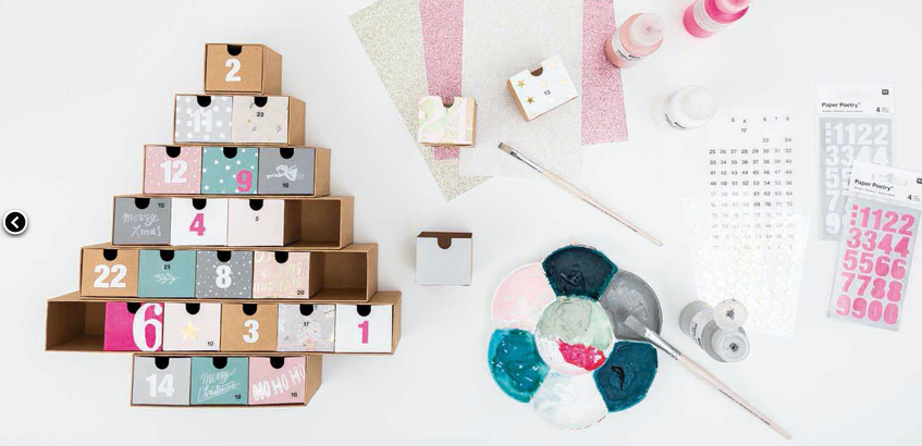 Árbol cajitas adviento Kraft