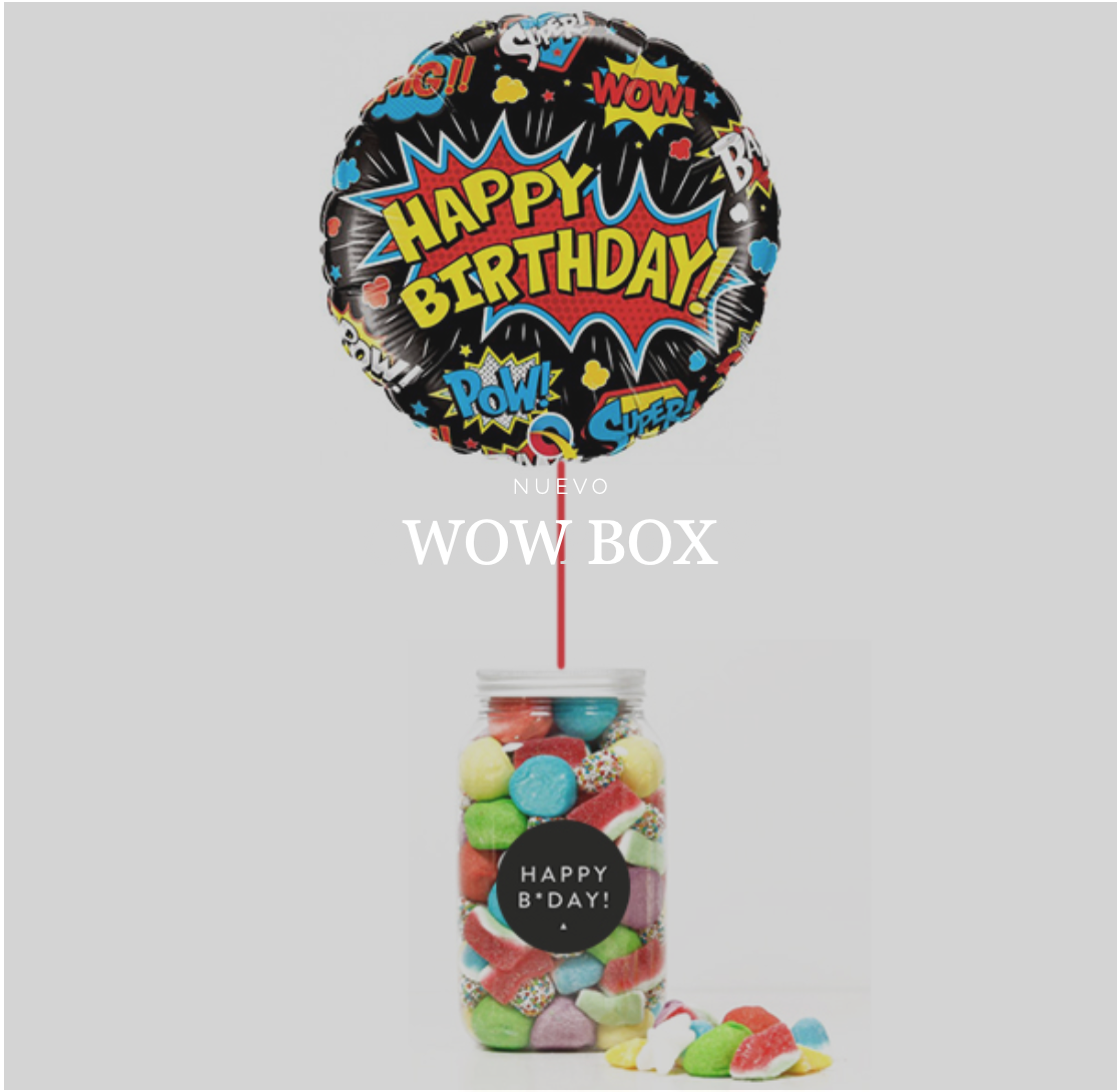WOW BOX Súper Héroe, golosinas y mensaje personalizado.