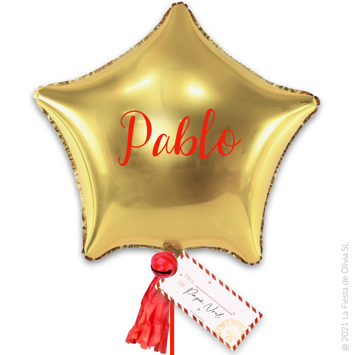 Estrella XL Papá Noel hinchada con helio <br> (solo Barcelona)