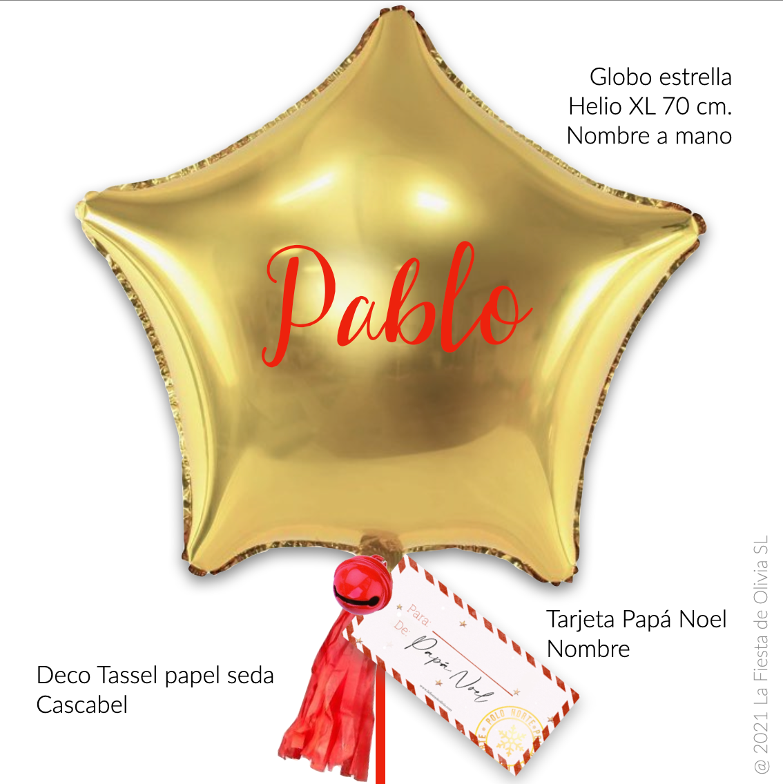 Estrella XL Papá Noel hinchada con helio <br> (solo Barcelona)