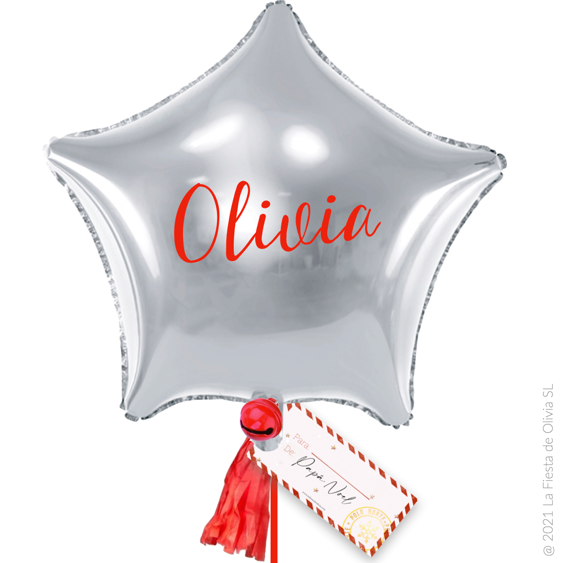 Estrella XL Papá Noel hinchada con helio <br> (solo Barcelona)