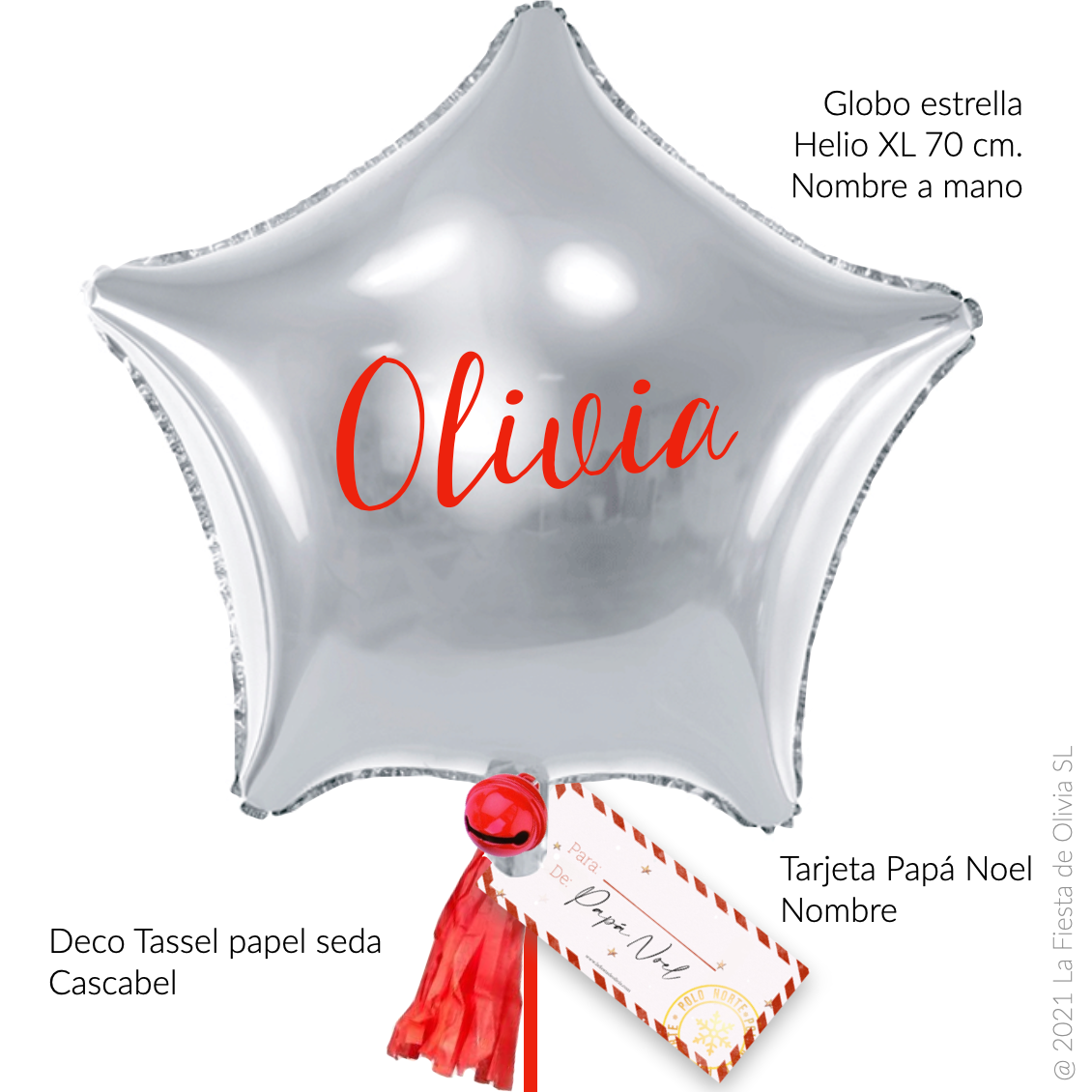 Estrella XL Papá Noel hinchada con helio <br> (solo Barcelona)