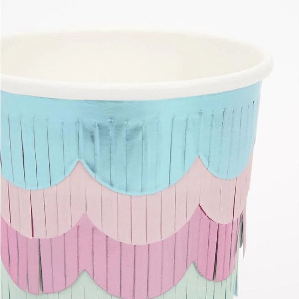 Vaso sirena flecos metalizados / 8 uds.